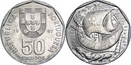 Португалия 50 эскудо, 1986-2001 Корабль XF