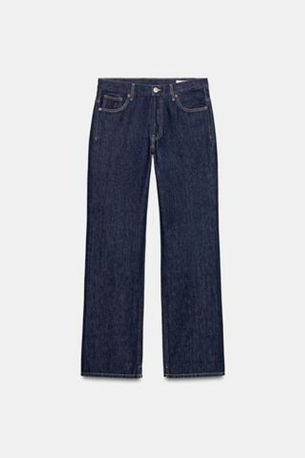 ZARA ДЖИНСЫ TRF ПРЯМОГО КРОЯ С НИЗКОЙ ПОСАДКОЙ, СИНИЙ
