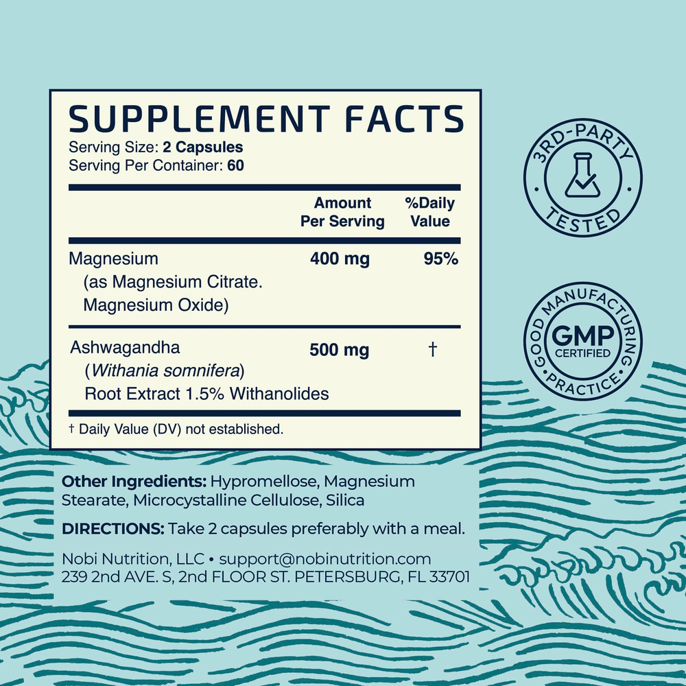 Nobi Nutrition, Магний + ашваганда`` 120 капсул
