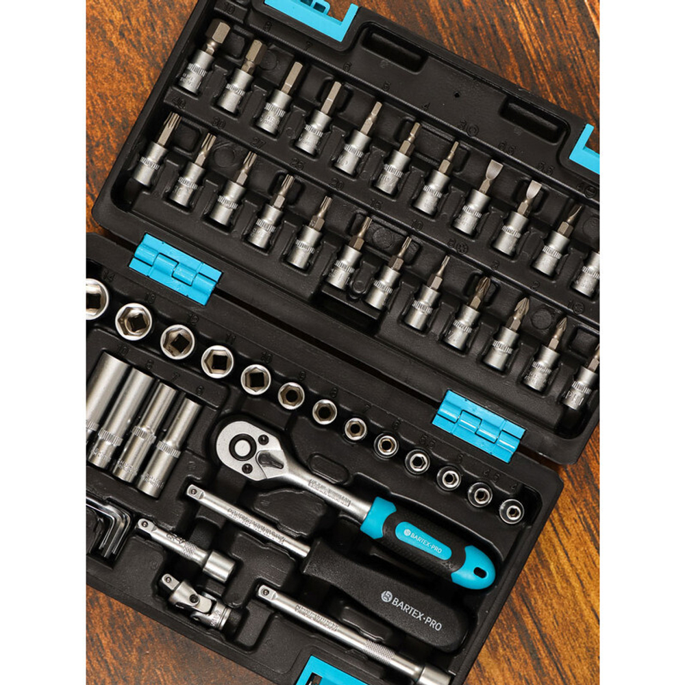 Набор слесарных инструментов Bartex, 1/4", CrV сталь, кейс, 57 пр, шт