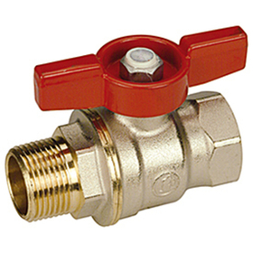 Кран шаровой полнопроходной Giacomini R914 - 3/8* (ВР/НР, PN42, Tmax 185°C, ручка-бабочка красная)