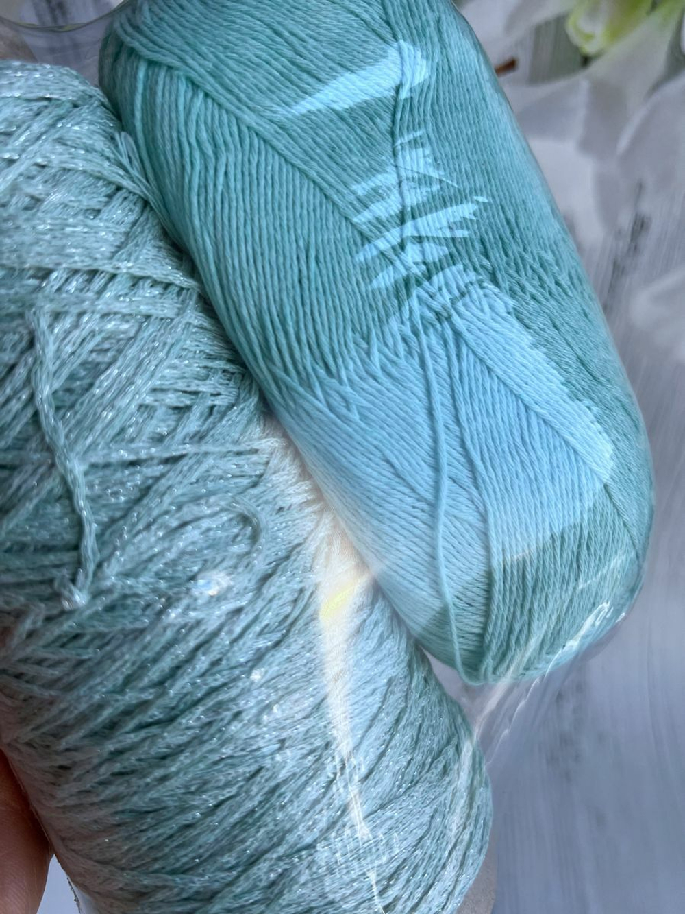 Набор Пряжи для вязания Микс с Кружевом хлопок люрекс