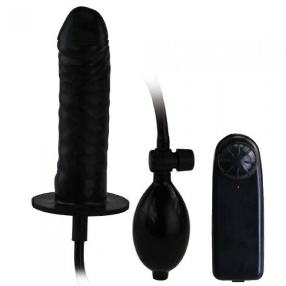 Надувной вибрирующий фаллос Bigger Joy (Цвет: черный)