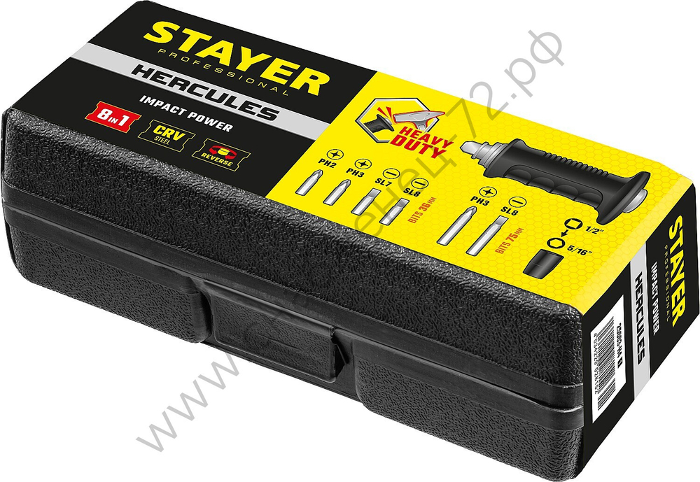 STAYER Hercules 8 предм., Ударно-поворотная отвертка (25663-H4)