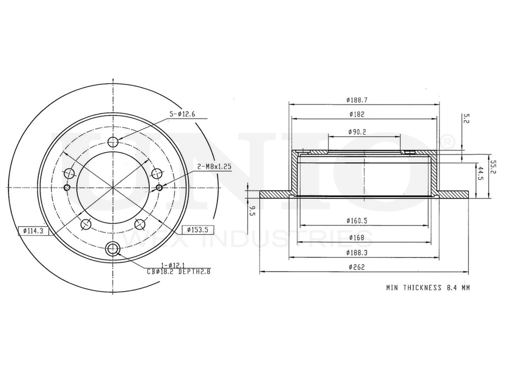 Диск тормозной задний UNIO BRD-20149