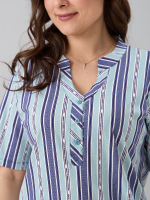 Блузка БЛ-122/индиго-полоскабуквы