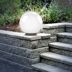 Садово-парковый светильник ЭРА НТУ 02-100-351 шар опаловый призма на опору / кронштейн IP44 Е27 max100Вт d350mm | Садово-парковые светильники