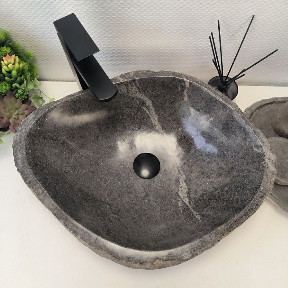 Каменная раковина из речного камня RS-63390 (55*41*15) 0123