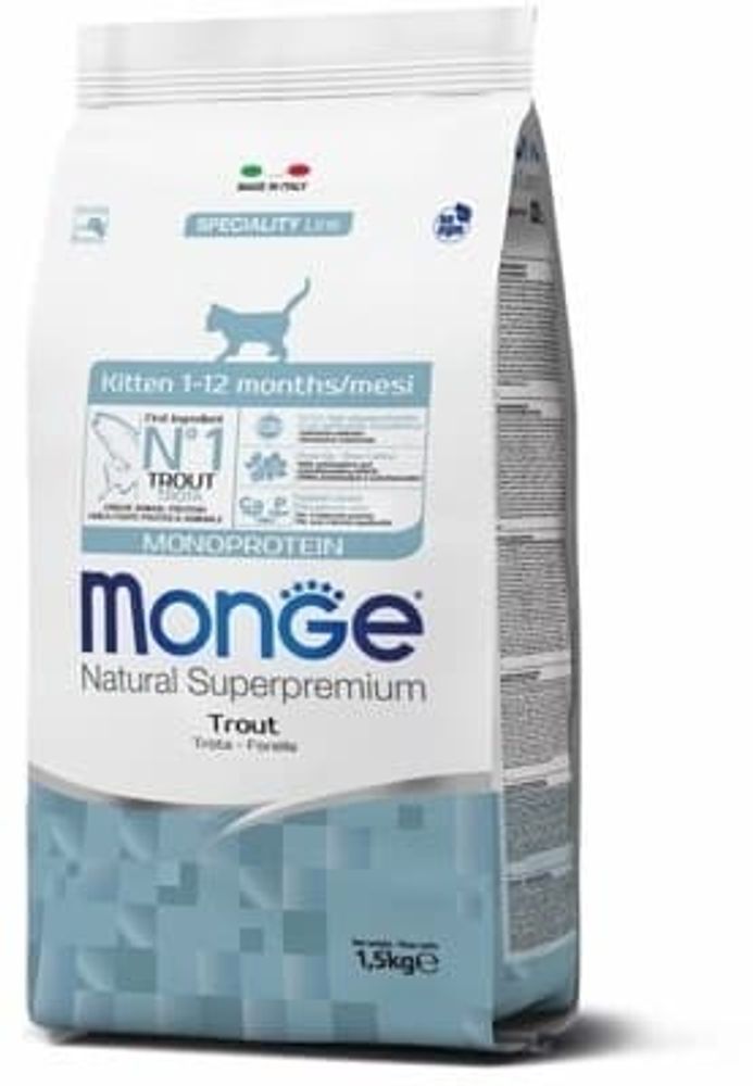 Monge Cat 1,5кг  корм для котят с форелью