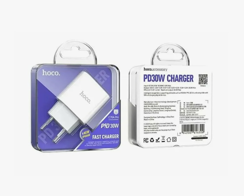 Сетевой адаптер питания HOCO C76A Pro PD 30W (белый)
