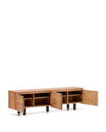 Тумба под телевизор Uxue с 4 дверцами из массива акации с беленой отделкой 200 x 58 см