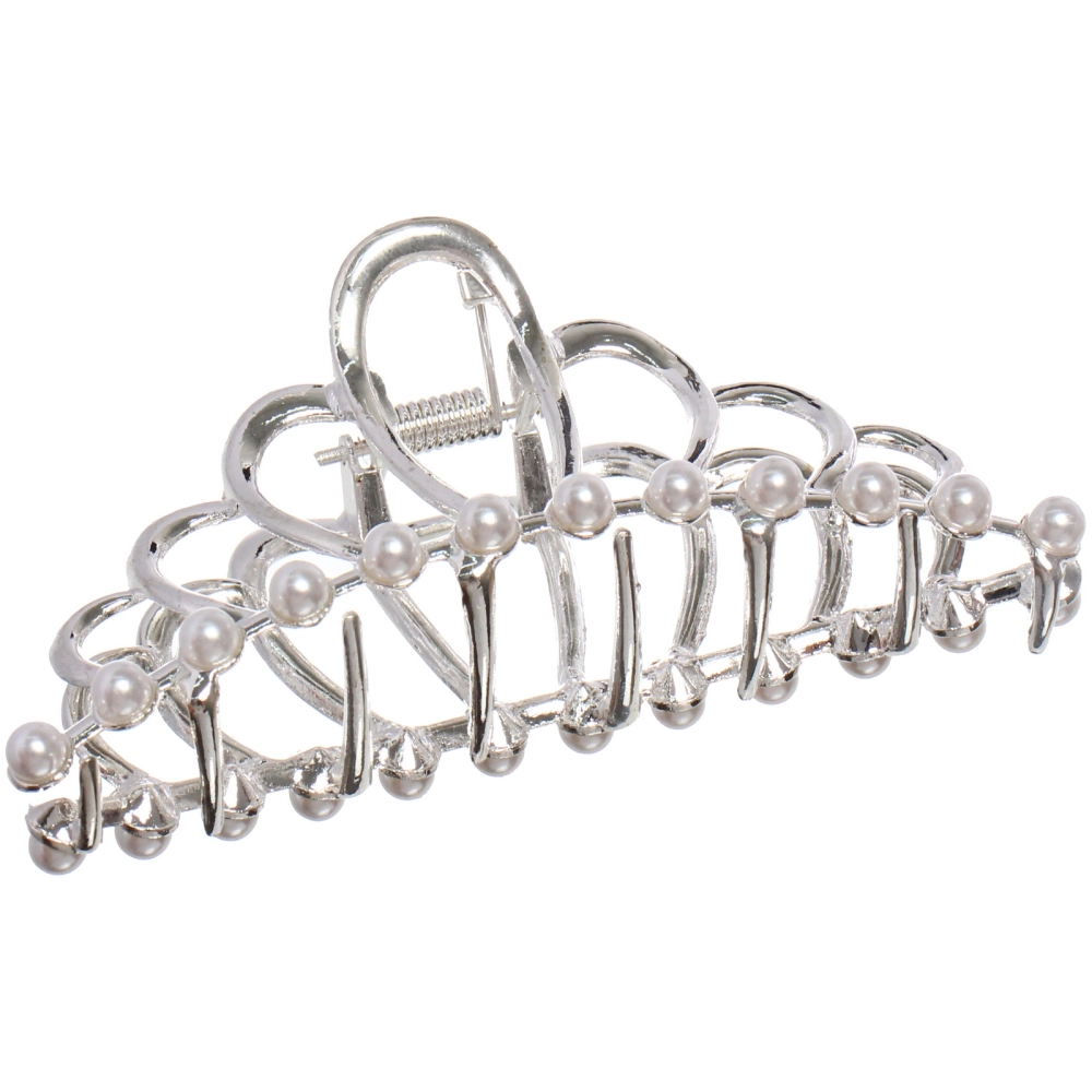 Заколка - краб для волос на блистере «PREMIUM», диадема, цвет серебро и золото, 9,5см