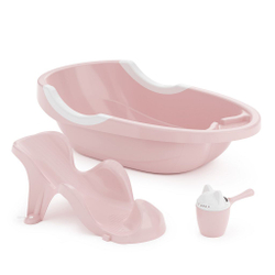 Ванна детская + горка для купания + ковш в наборе, цвет розовый (6836)