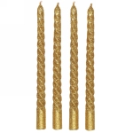 Свечи витые «Звездный блеск» 4шт 20см цвет золотой, в подарочной коробке