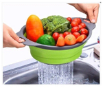 Набор дуршлаг силиконовый, складной, кухонный аксессуар для мытья фруктов и овощей, стильный,  2 шт (диаметр 22/9), красный