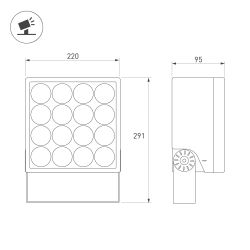 Светильник ALT-BLOCK-S220x220-50W Day4000 (GR, 60 deg, 230V) (Arlight, IP66 Металл, 3 года) 055261
