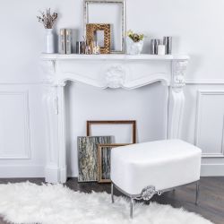 Банкетка Monstera Deliciosa (Монстера) Белая Античное серебро