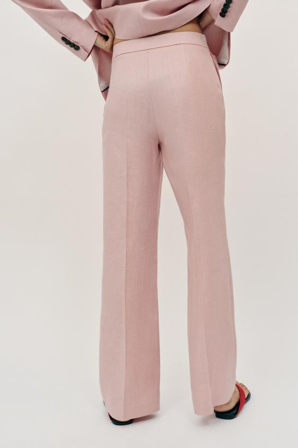 ZARA ПРЯМЫЕ БРЮКИ ИЗ 100% ЛЬНА, ТЕЛЕСНО-РОЗОВЫЙ