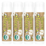 Sierra Bees, Органические бальзамы для губ, какао-масло, 4 штуки в упаковке весом 0,15 унции (4,25 г) каждая