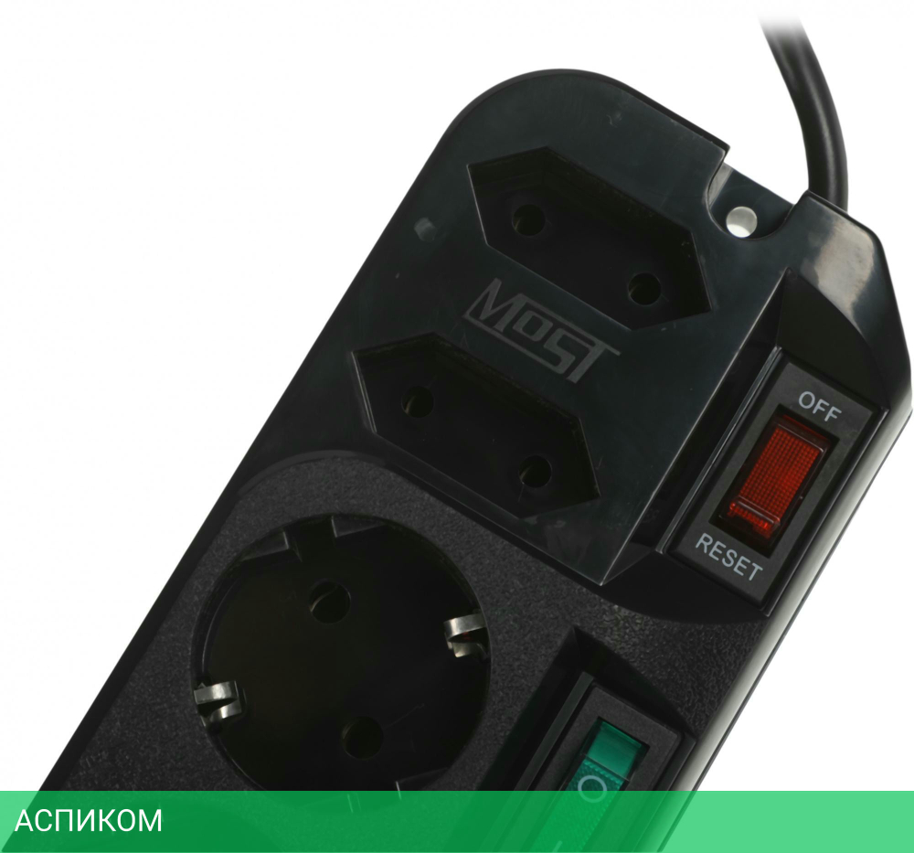 Сетевой фильтр Most ARG-Ч 3 6 розеток черный