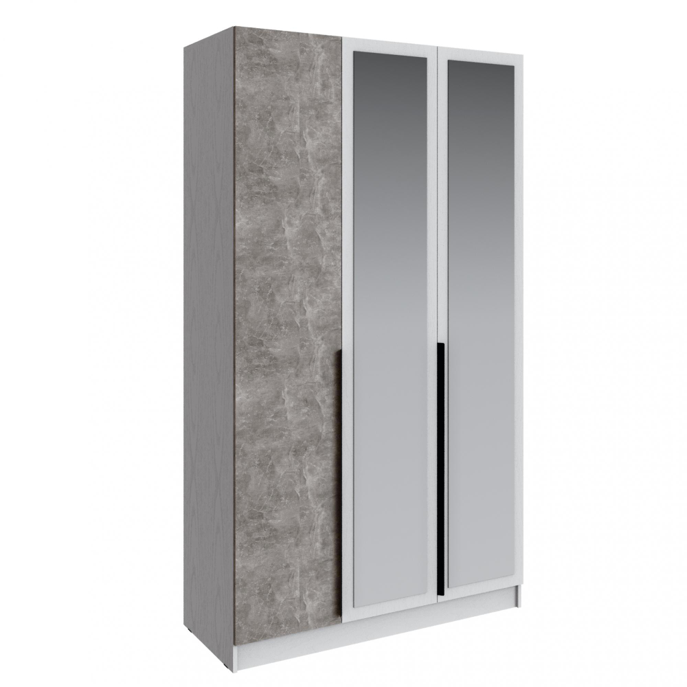 Шкаф Мадрид (1,3) с зеркалом белый/ателье светлое