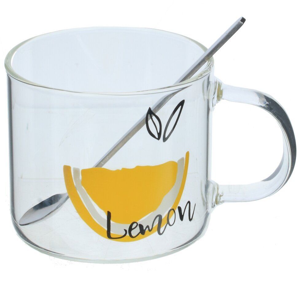 GAEM Кружка с ложкой на деревянной подставке, 300 мл, L12 W9,5 H8,5 см, 3в.