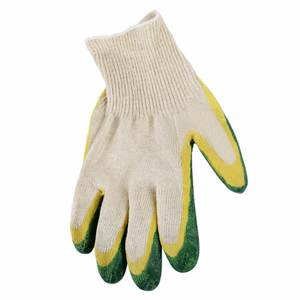 Перчатки хлопчатобумажные износостойкие ДВОЙНОЙ облив, 13 класс, КОМПЛЕКТ 100 ПАР, LAIMA ЛЮКС