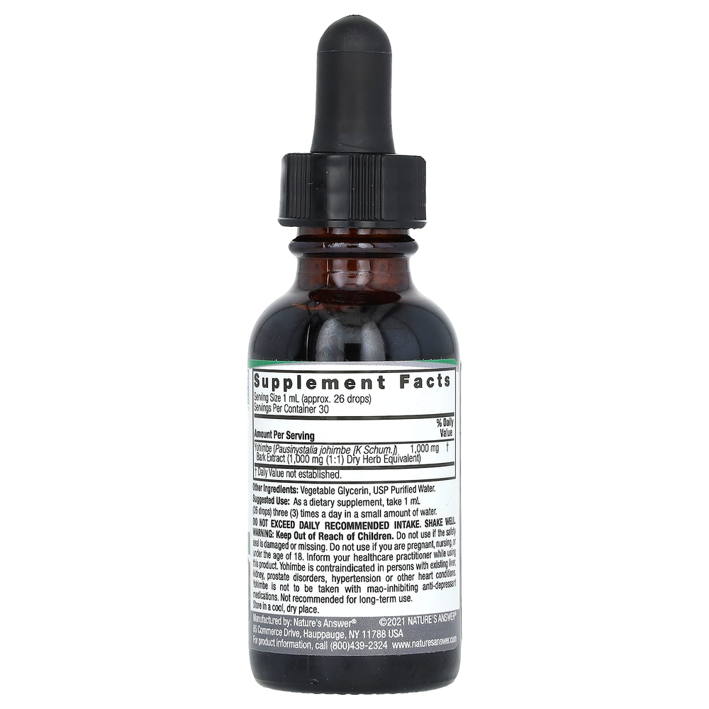 Nature's Answer, кора йохимбе, без спирта, 1000 мг, 30 мл (1 жидк. унция)