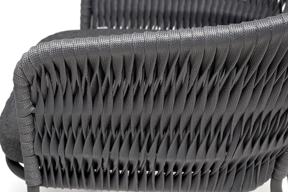 "Диего" обеденная группа на 4 персоны со стульями "Бордо" плетения колос, столешница "серый гранит"