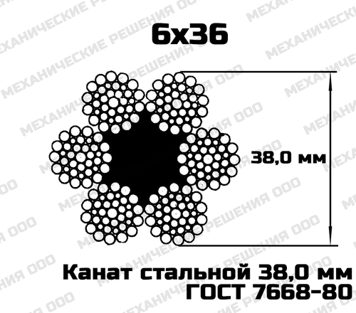 Канат стальной 38,0 мм ГОСТ 7668-80