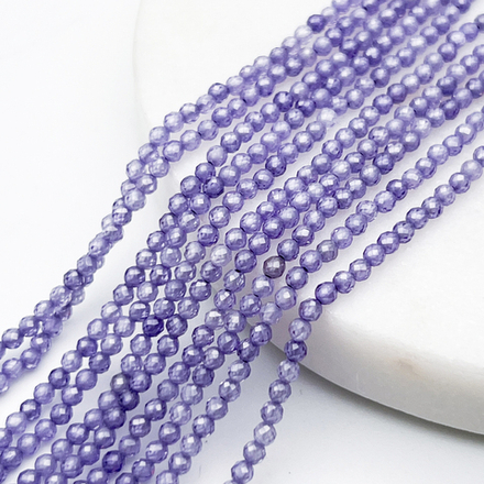 Фианит (кубический цирконий), цвет сиреневый, размер 2 мм, цена за нить около 195 шт (38 см)