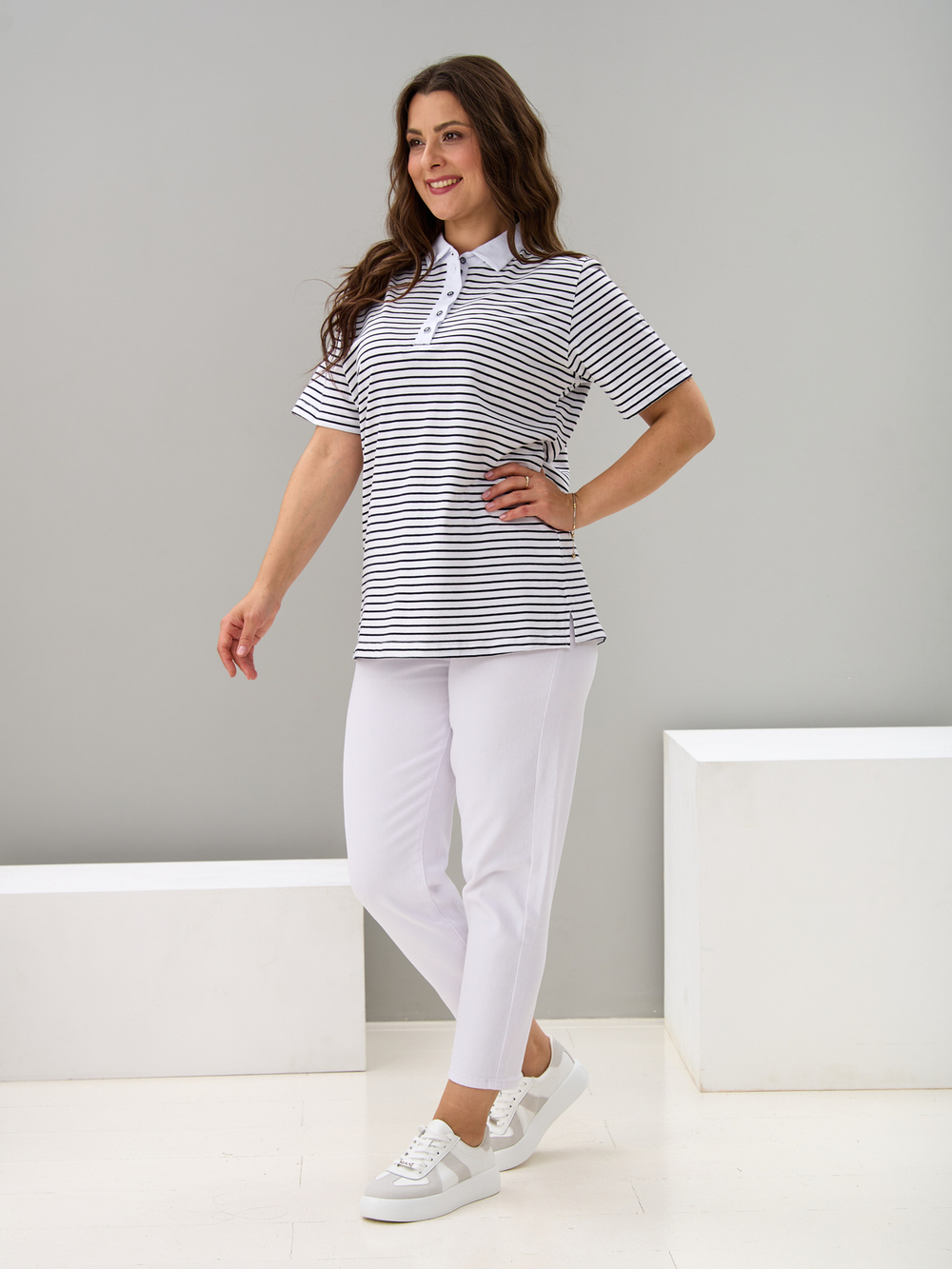 Блузка БЛк-143/белосиняя-полоса-н