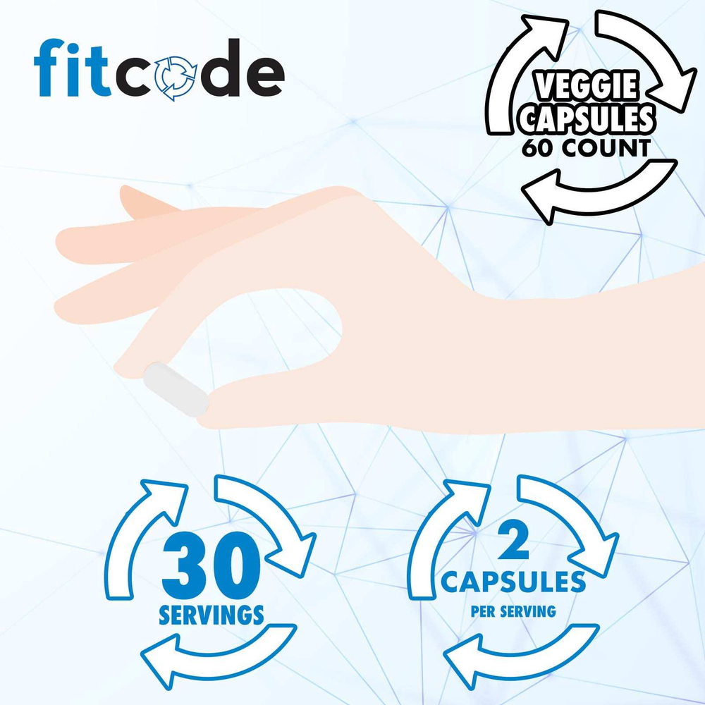 fitcode, ежовик гребенчатый, 60 вегетарианских капсул (500 мг в 1 капсуле)
