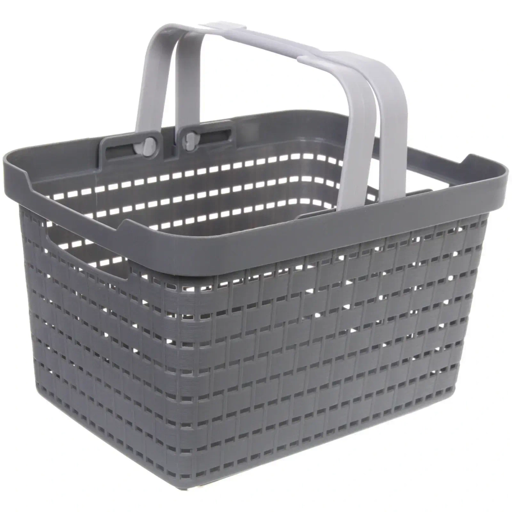 Корзинка хозяйственная с ручками «ПАЛЕРМО», цвет тёмно-серый, 22.8*31*18.2см