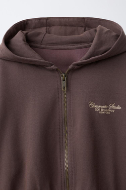 ZARA ХУДИ С РЕЛЬЕФНЫМ НАДПИСЬЮ, КОРИЧНЕВЫЙ