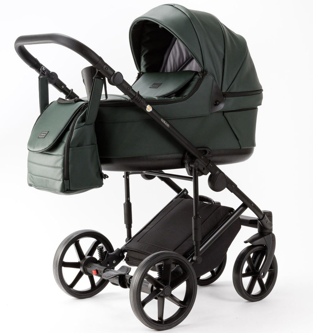 Детская коляска Adamex Locco Light Deluxe 2 в 1 LL-SA29 (Т.ЗЕЛЕНАЯ КОЖА)