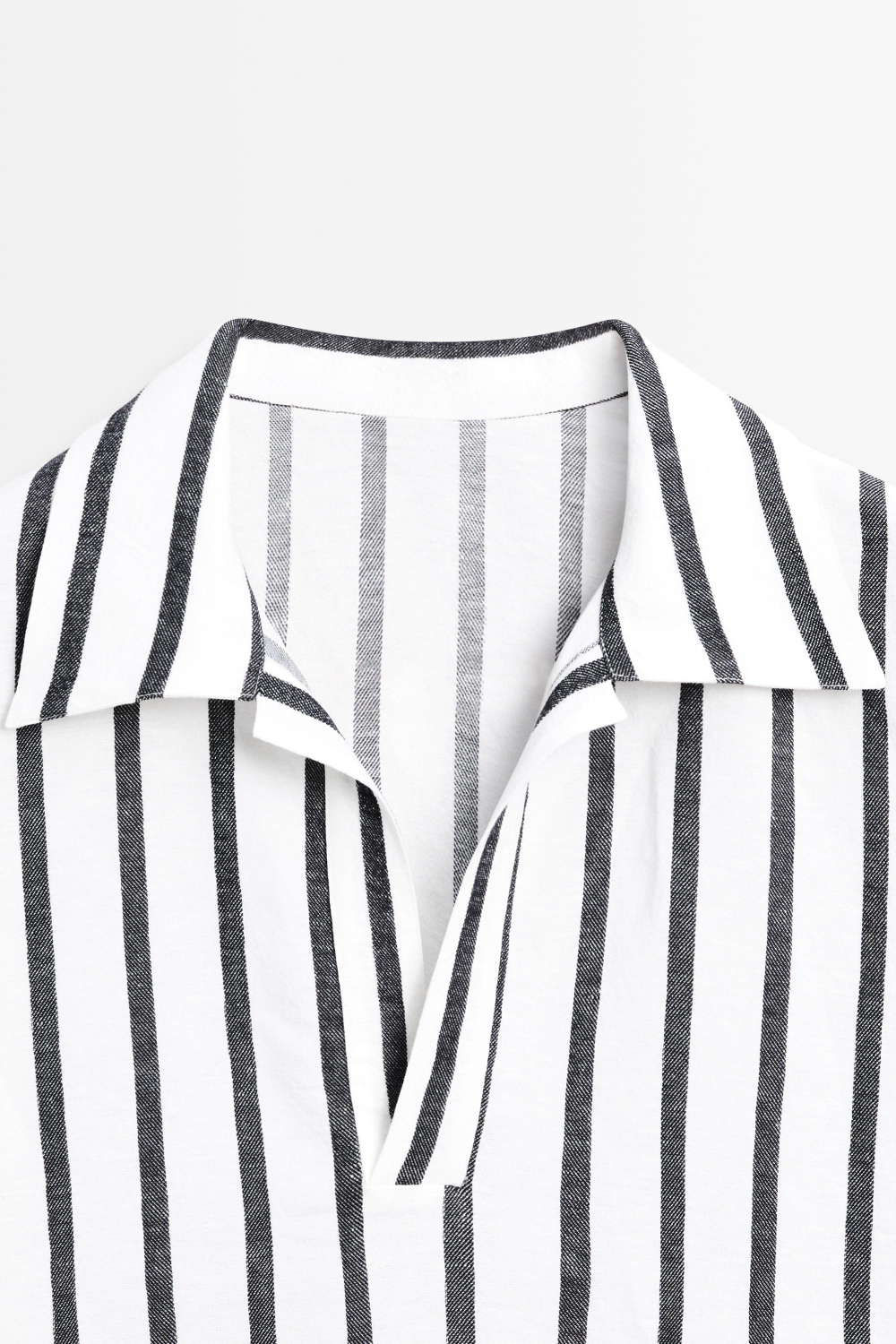 Massimo Dutti Рубашка оверсайз в полоску из льна, белый