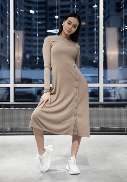 Платье Aiko Lab трикотажное с длинным рукавом на пуговицах от талии