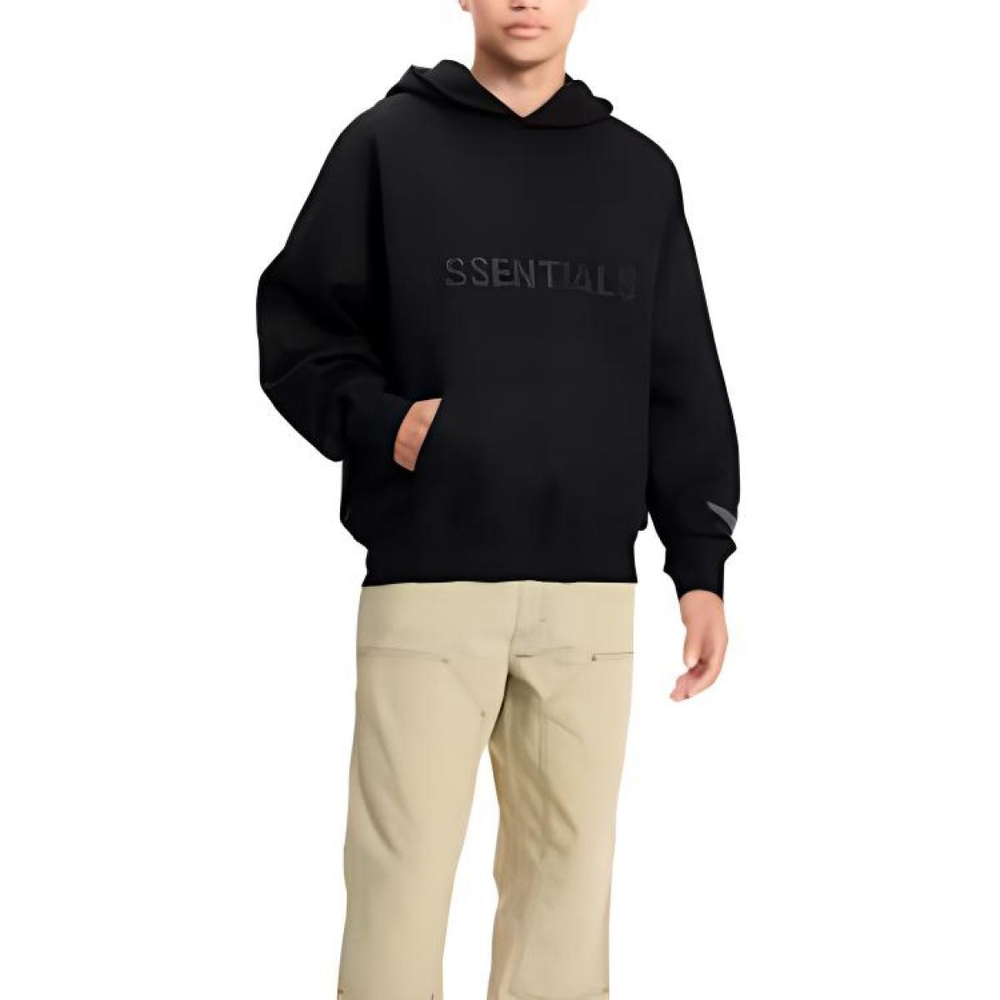 Толстовка Fear of God Essentials FW20 3D Silicon Applique Pullover Hoodie Black, FOG-FW20-225