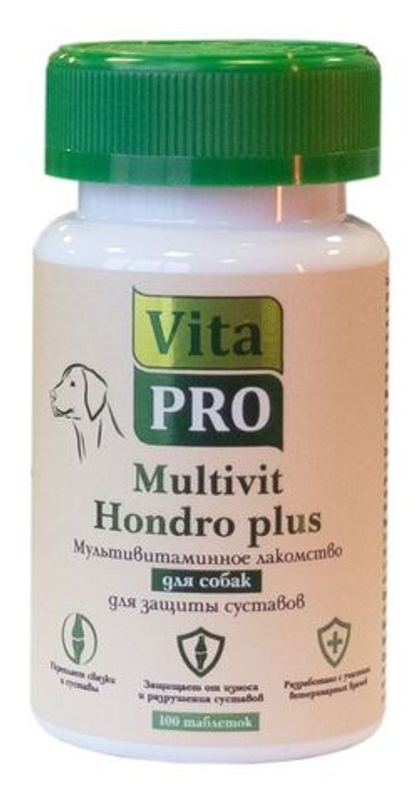 VITA PRO Multivit Hondro plus Мультивитаминный комплекс для собак для защиты суставов (100 таблеток)