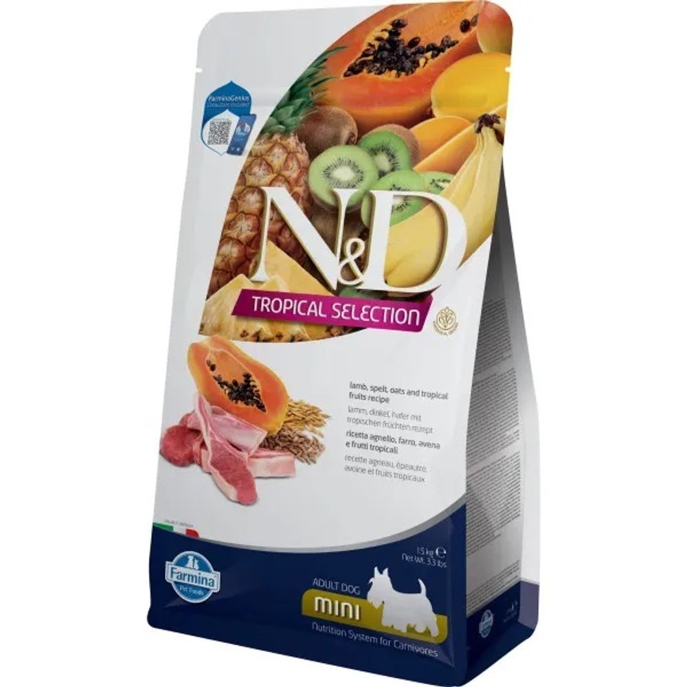 Сухой корм FARMINA N&amp;D Tropical Selection для взрослых собак мелких пород с ягненком - 1,5 кг