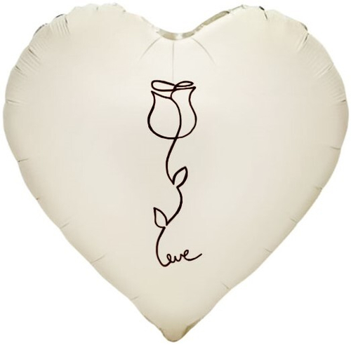 Шар (18''/46 см) Сердце, Роза, Кремовый, Сатин, 1 шт.
