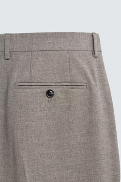 ZARA КОСТЮМНЫЕ БРЮКИ REGULAR FIT ИЗ РЕЛЬЕФНОЙ ТКАНИ, БЕЖЕВЫЙ
