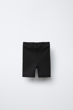 ZARA ШОРТЫ-ВЕЛОСИПЕДКИ В РУБЧИК, ЧЕРНЫЙ