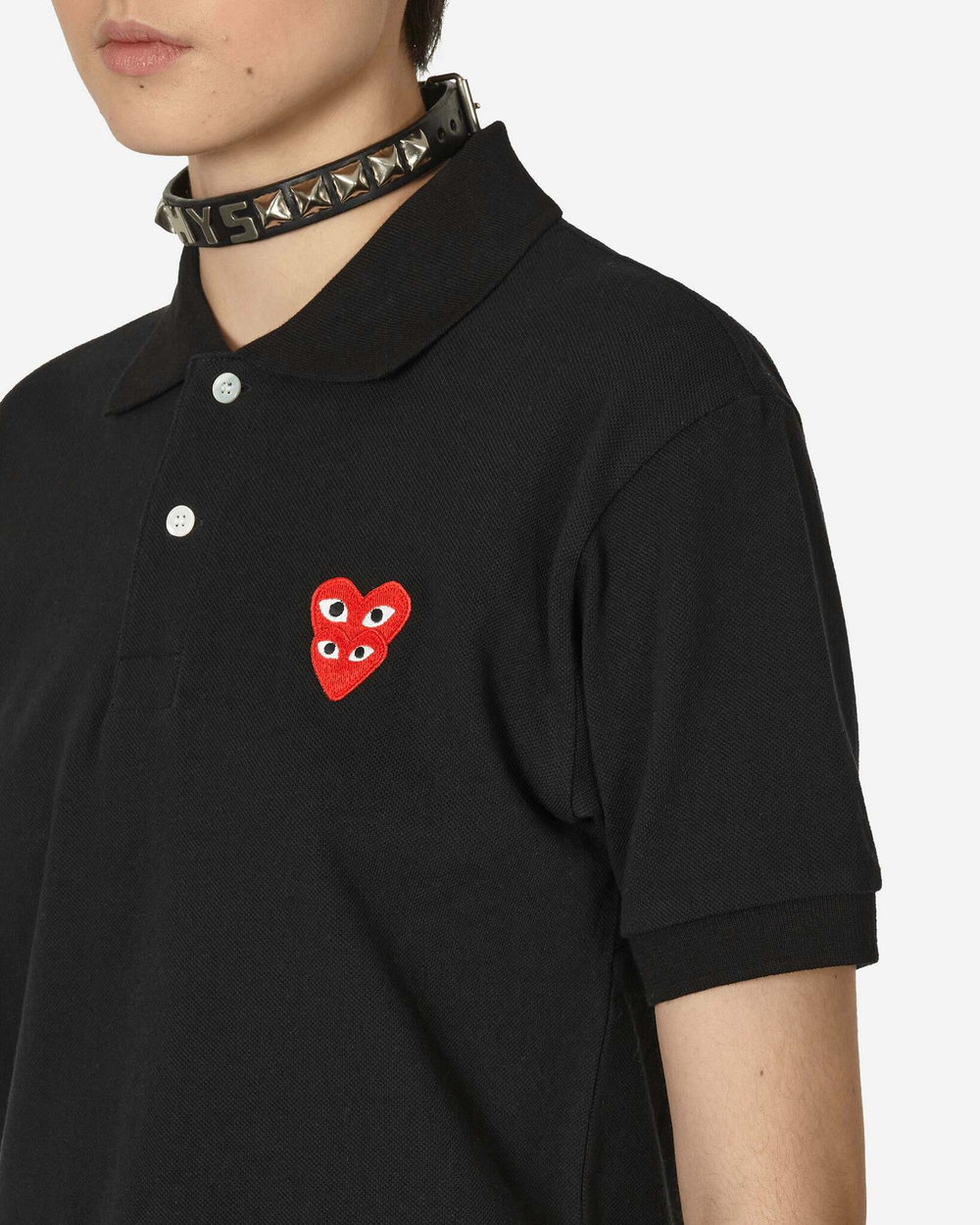 Comme Des Garçons Play Рубашка-Поло Double Red Heart, Черная