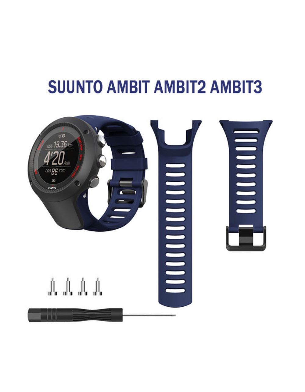 Ремешок для Suuntu Ambit , Ambit 2, Ambit 3 силиконовый (Темно-синий)