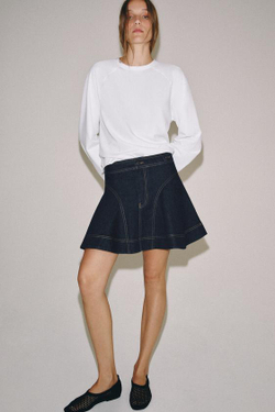 ZARA КОРОТКАЯ ДЖИНСОВАЯ ЮБКА — ZW COLLECTION, СИНИЙ