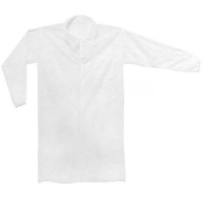 Халат одноразовый на кнопках Белый в ПНД (10 шт.) (1/10 упак.)