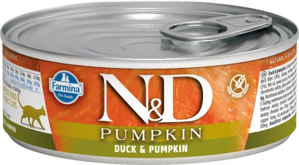 Консервы Farmina N&amp;D Pumpkin Cat Adult беззерновой для взрослых кошек с тыквой, утка 70 г