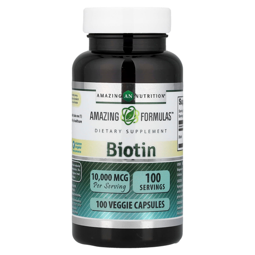 Amazing Nutrition, Биотин, 10 000 мкг, 100 растительных капсул